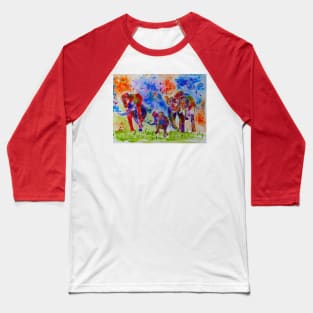 Colourful Elephant Family Baseball T-Shirt